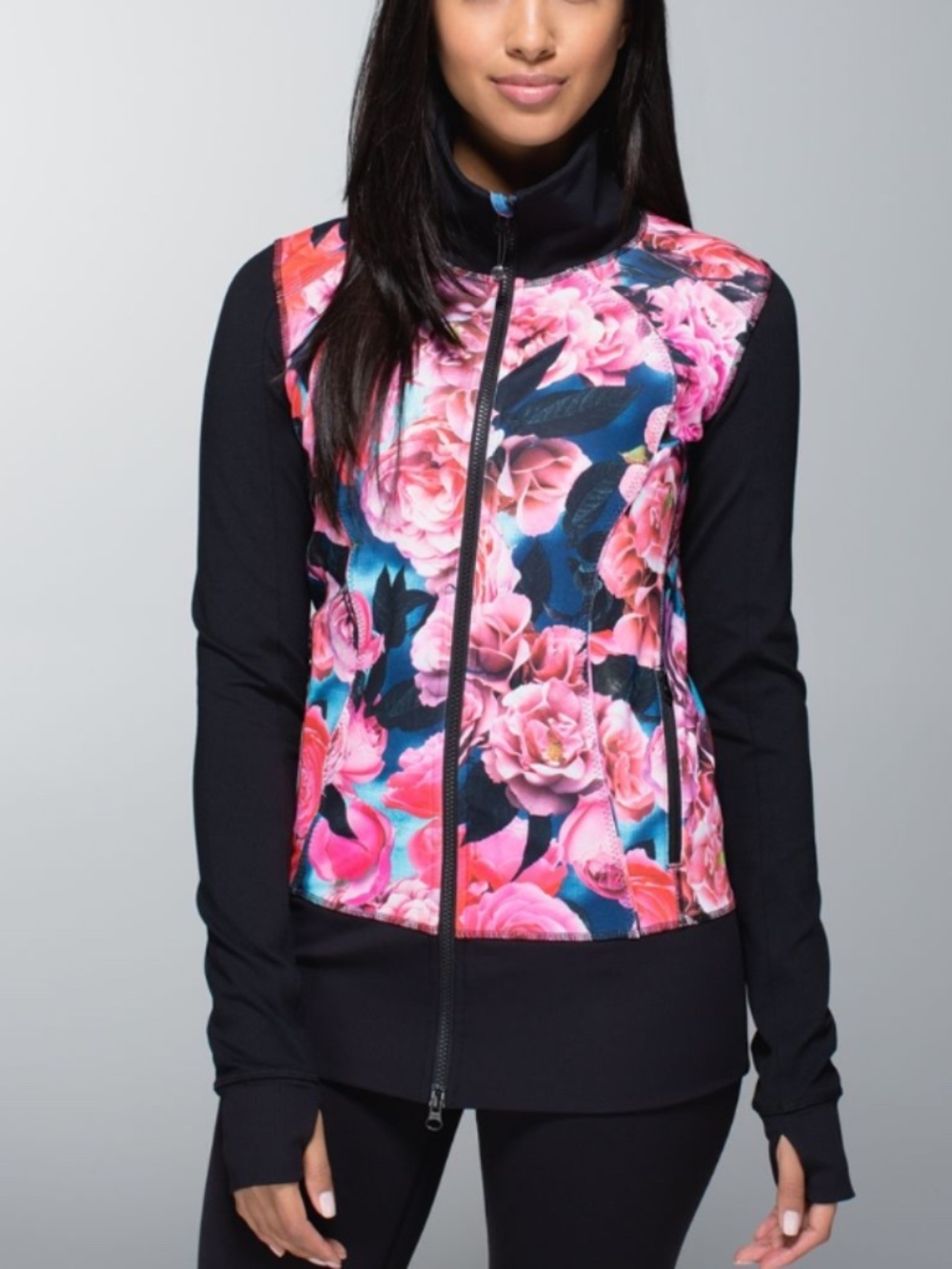 Lululemon Nice Asana Jacket Sz 8 Secret Garden / Black